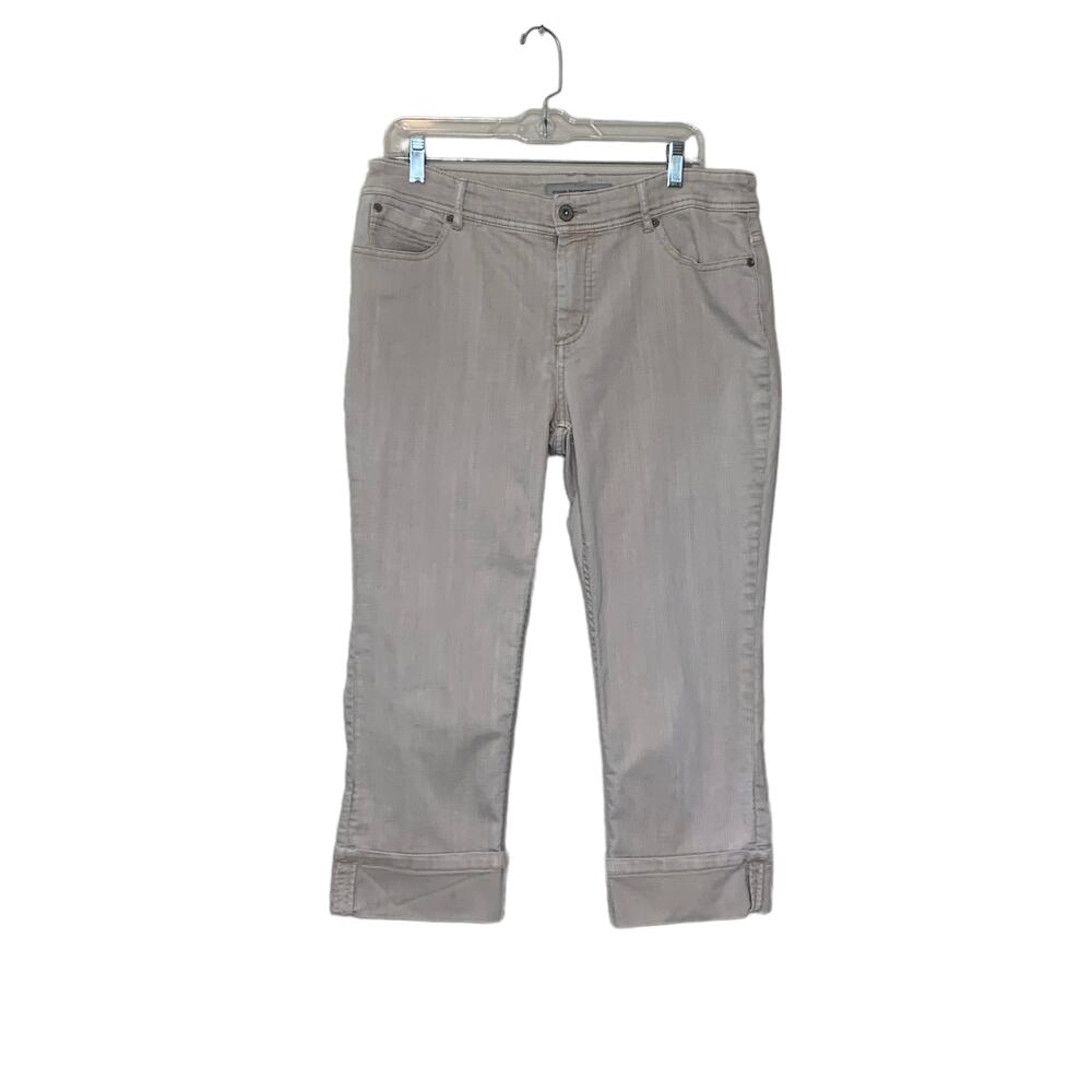 Chico's Platinum denim beige straight leg capri jeans size 2 - large